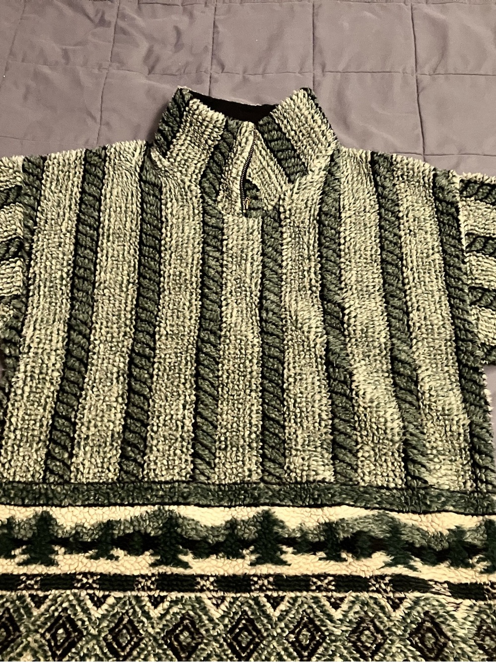 Premium 1990s Vintage Made in Canada 1/4-Zip Geometric Sherpa Fleece